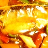フライパンで簡単魚料理、トビウオの夏野菜餡かけ